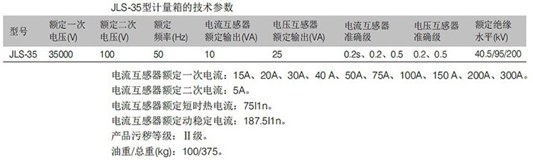 油浸式互感器 &mdash; JLS-35主要参数